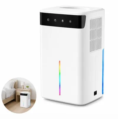 Produktbild von Mini Luftentfeuchter 2400ml/Tag mit Nachtlicht 7 Farben, leise 90W, elektrischer Entfeuchter für Schlafzimmer, Bad & Keller 31–40m²