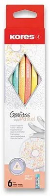 Produktbild von Kores GRAFITOS Pastel Bleistifte HB farbsortiert mit Radierer 6 St.