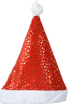 Produktbild von Weihnachtsmütze 30x42cm mit Sternenmuster 1 Stück Rot Weiß Gold