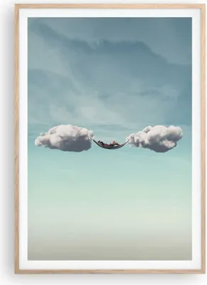 Produktbild von Gerahmtes Poster - Rahmen in heller Eiche - Wolken Hängematte Ruhe - 70x100 cm - Wand Bild - Wanddeko - Wandbilder - Kunstposter - Wandposter - Bilderrahmen - Bilder - Kunstdruck - P2NPA70x100-4373