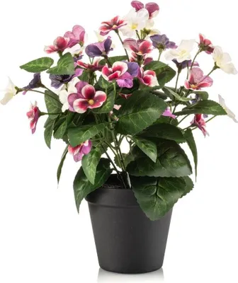 Produktbild von artplants.de Kunstblumen Stiefmütterchen NORHA im Dekotopf, pink-lila-weiß, 30cm - Künstliche Veilchen
