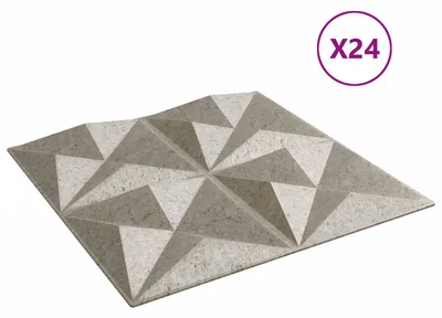 Image de Panneaux muraux vidaXL, 24 pièces, motif Origami, béton, 50 x 50 cm, mousse XPS