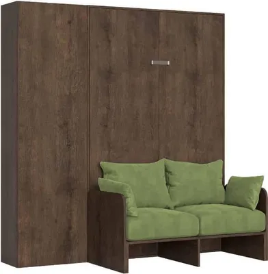Produktbild von Kentaro 140 cm Klappbett für Doppelbett mit Sofa und Säule aus Walnussholz, grün