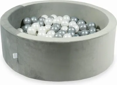 Image de Piscine à balles 200 pièces 90x30 gris velours : perle, argent