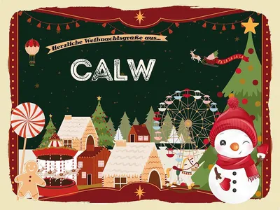 Produktbild von vianmo Holzschild 30x40 cm Weihnachtsgrüße aus Calw Weihnachten Fest