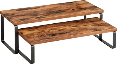 Immagine prodotto di Set di 2 ripiani da tavolo Relaxdays, organizer da cucina per spezie, stoviglie e molto altro, impilabili, design industriale, marrone/nero