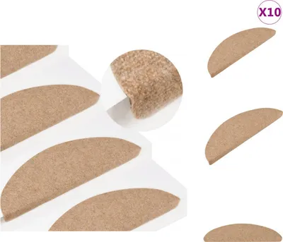 Immagine prodotto di vidaXL Tappetini per gradini autoadesivi 10 pz. Beige 65x22,5x3,5 cm - Tappetini per gradini
