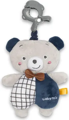 Produktbild von Baby Mix Teddybär Blau Plüschtier mit Spielzeugmaschine und Clip