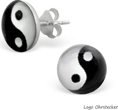 Produktbild von Yin Yang Schmuck aus 925er Silber: Ohrstecker und Zehenring Ohrstecker Logo