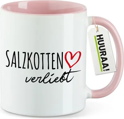Produktbild von Huuraa Kaffeetasse Salzkotten verliebt 330ml Rosa Keramik Kaffeebecher Geschenkidee