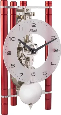Image de Hermle Horloge de table alu rouge, mouvement squelette 8 jours, chiffres arabes