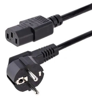 Image de StarTech.com Cordon d'Alimentation PC de 1m - Câble Alimentation, 18AWG, 10A 250V - Cordon d'Alimentation pour Ordinateur Schuko UE vers C13 - Câble Alimentation TV/moniteur - Câble Schuko CEE 7/7 à IEC 60320 C13