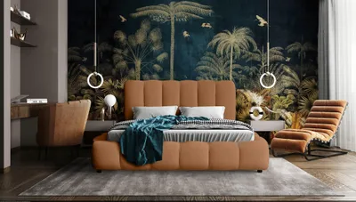Produktbild von Polsterbett Doppelbett HEDA 160x200cm in Stoff Perfect Harmony Rostbraun
