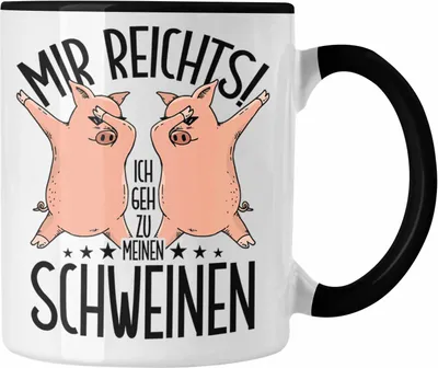Produktbild von Trendation - Lustige Tasse Geschenk für Schweine-Bauer Geschenkidee Spruch (Schwarz)
