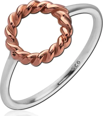Produktbild von viva-adorno Gr. 52 (16,5 mm Ø) Damen Ring Fingerring Verlobungsring 925 Sterlingsilber Rosegold zweifarbig Kranz geflochten SR39,