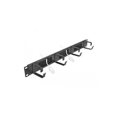 Produktbild von DeLOCK 19″ Kabelmanagement Bürstenleiste mit 4 Bügeln 1 HE schwarz, Bürstenleiste, Metall, Nylon, Schwarz