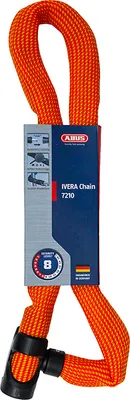 Produktbild von ABUS Kettenschloss IVERA Chain 7210  – Fahrradschloss mit hochflexibler IvyTex-Kunstfaserummantelung – ABUS-Sicherheitslevel 8 – 85 cm – Orange