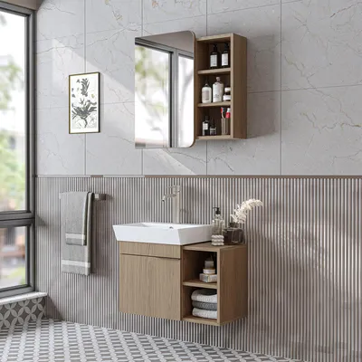 Image de Ensemble de meubles de salle de bains Roomart LYCIA-72, 3 pièces, largeur 72 cm, chêne clair