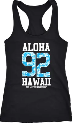Produktbild von Damen Tanktop Tank Top Aloha Hawaii Summer Palm Leafs Sommer Tropical Shirt Neverless® schwarz XXL