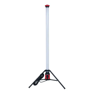 Produktbild von STIER Baustrahler Tower LED, 6100 Lumen, 72W, 6400K, 180 cm Höhe, 360° Abstrahlwinkel, IP54, integrierte Steckdose, 5m Kabellänge, 50.000h, 1800x185x195mm, Schwarz, Polycarbonat/Stahl