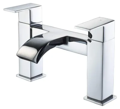 Wasserfall-Badarmatur, Messing poliert, 2-Griff, bleifrei