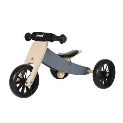 Produktbild von Bandits & Angels Smart Bike Laufrad Holz 4-in-1 Grau ab 1 Jahr - Für Jungen und Mädchen - Holz-Laufrad - Wendbar zum Dreirad und Zweirad - Verstellbarer Sattel