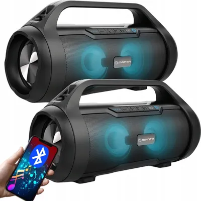 Produktbild von Set Von 2 Leistungsstarken Bluetooth Lautsprechern Manta Hit 30W Tws Ipx5 Radio Fm Disco