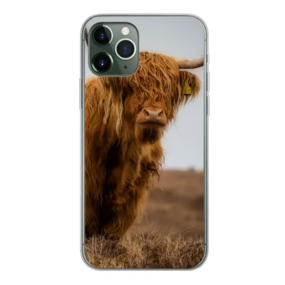 Produktbild von MuchoWow® Handyhülle Schutzhülle Hülle für iPhone 11 Pro Schottischer Highlander - Düne - Gras Silikon Softcase Handy Hülle - Handy