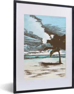 Produktbild von MuchoWow® MuchoWow® Gerahmtes Poster Palme - Strand - Meer 30x40 cm - Poster mit zchwarzem Bilderrahmen - Wandposter Schlafzimmer