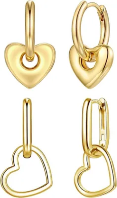 Produktbild von Ohrstecker Herz Sterling Silber 925 Gold überzogen mädchen hypoallergen