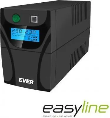 Zdjęcie produktu dla Ever EASYLINE 650 AVR USB, Technologia line-interactive, 0,65 kVA, 360 W, Sinus, 170 V, 280 V