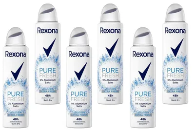 Produktbild von 6x Rexona Deospray Pure Fresh Deo ohne Aluminium schützt 48 Stunden, 150ml (6er Pack)