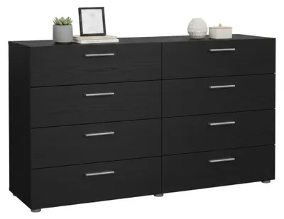 Image de Phethai - Buffet, 140x40x82h cm Noir, 8 Tiroirs