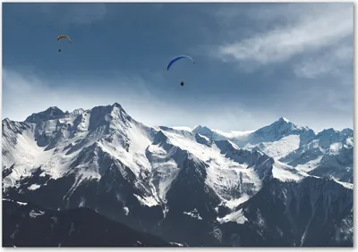 Produktbild von Tulup® Glas-Bild - 100 x 70 - Wandbild aus Glas - Wandkunst - Wandbild hinter gehärtetem Sicherheitsglas - Landschaften - Gleitschirme Alpen - Grau