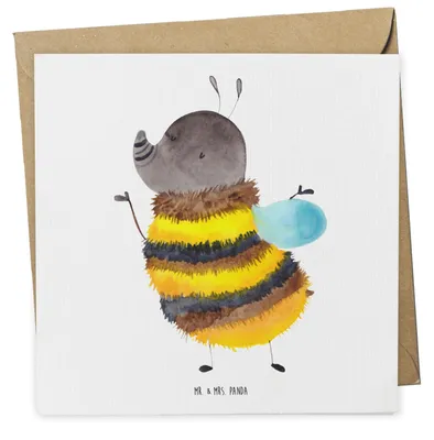 Produktbild von Mr. & Mrs. Panda Glückwunschkarte Hummel flauschig - Weiß - Geschenk, anlasskarte, Grußkarte, doppelkarte, Klappkarte, Lustige Sprüche, Natur, Blume, Biene, faltkarte