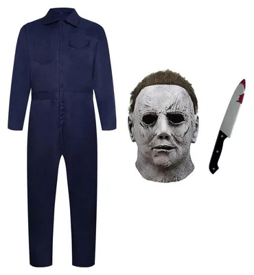 Produktbild von Halloween Kostüm Michael Myers, mit Kunststoffspielzeugmesser und Latexmaske, Einheitsgröße, für Karneval
