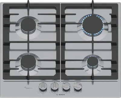 Immagine prodotto di Piano cottura a gas Bosch PCP6A5I90 60 cm FlameSelect pilota di sicurezza in acciaio inox senza cornice