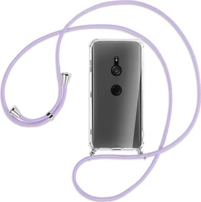 Produktbild von Handykette Backcover-Schutzhülle mit Band (Metall silberfarben) für Sony Xperia XZ3 - violett