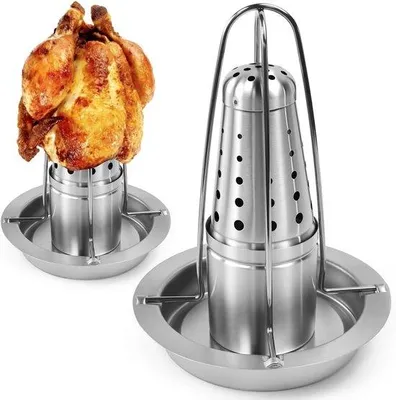 Productafbeelding van kippenbradrooster - 40 cm - roestvrij staal - perfect voor gelijkmatige garing - Vemera