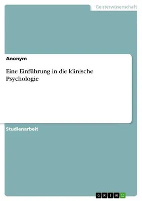 Produktbild von Eine Einführung in die klinische Psychologie