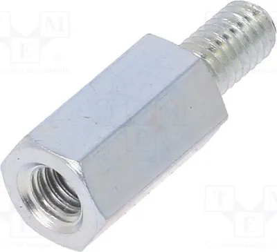 Immagine prodotto di 10 distanziatori filettati con filettatura interna M4, lunghezza 12 mm; filettatura esterna M4. Distanziatore 226x12