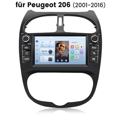 Obrázok produktu pre Hexinex Android 15 autorádio pre Peugeot 206 (2001–2016) 7 palcov, 4-jadrový, 2 GB+32 GB, WLAN, BT, GPS, DSP, ovládanie na volante