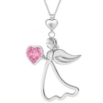 Schutzengel Kinderkette 925 Echtsilber I Mädchenkette Rosa 38cm