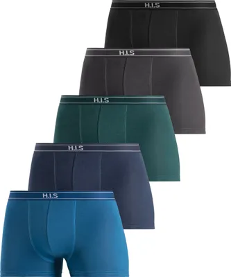 Produktbild von H.I.S. Boxer Boxershorts für Herren 5 -teilig blau, mint, navy, anthrazit, schwarz Größe S