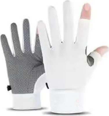 Productafbeelding van Zomerhandschoenen voor fietsen, zijde, zonder vingers, sportieve handschoenen, voor mannen en vrouwen, geschikt voor fietsen, fitness, gewichtheffen, outdoor activiteiten, maat M, wit