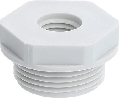 Imagen del producto de WISKA Reducción de rosca: de M25x1,5 a M12x1,5. Conector hexagonal de poliamida (PA) KRM-M25/M12. Rosca de conexión: 8,0 mm. 1 unidad