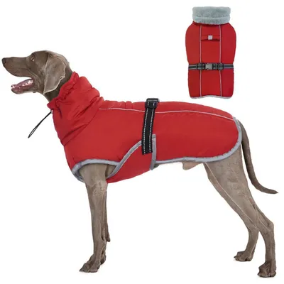 Image de Manteau pour chien, hiver, imperméable, réfléchissant, réglable, rouge, taille XXXL
