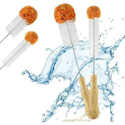 Immagine prodotto di Set di spazzole per bottiglie, lunghezza 35 cm + 33 cm. Spazzole per la pulizia di bottiglie, caraffe e recipienti SodaStream