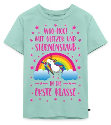 Produktbild von Spreadshirt Mit Glitzer Und Sternen Staub Einschulung Kinder Premium T-Shirt, 110/116 (4 Jahre), Mint