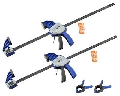 Immagine prodotto di Morsetti a barra VEVOR per la lavorazione del legno 2 pz. 60,96 cm di apertura, morsetto a F Quick-Grip con limite di carico di 154 kg, profondità 84,6 mm, set di morsetti in plastica e Acciaio al carbonio, lavorazione del metallo